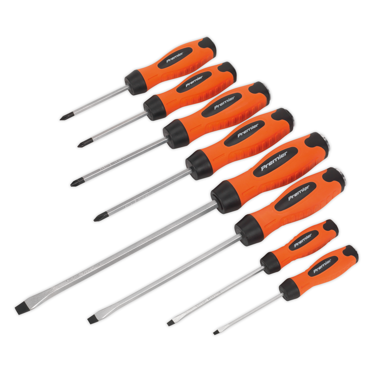 Premier Hammer-Thru Screwdriver Set 8pc - Hi-Vis Orange