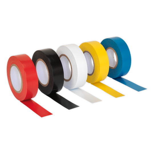 PVC Insulating Tape 19mm x 20m, Mixed Colours - Pack of 10