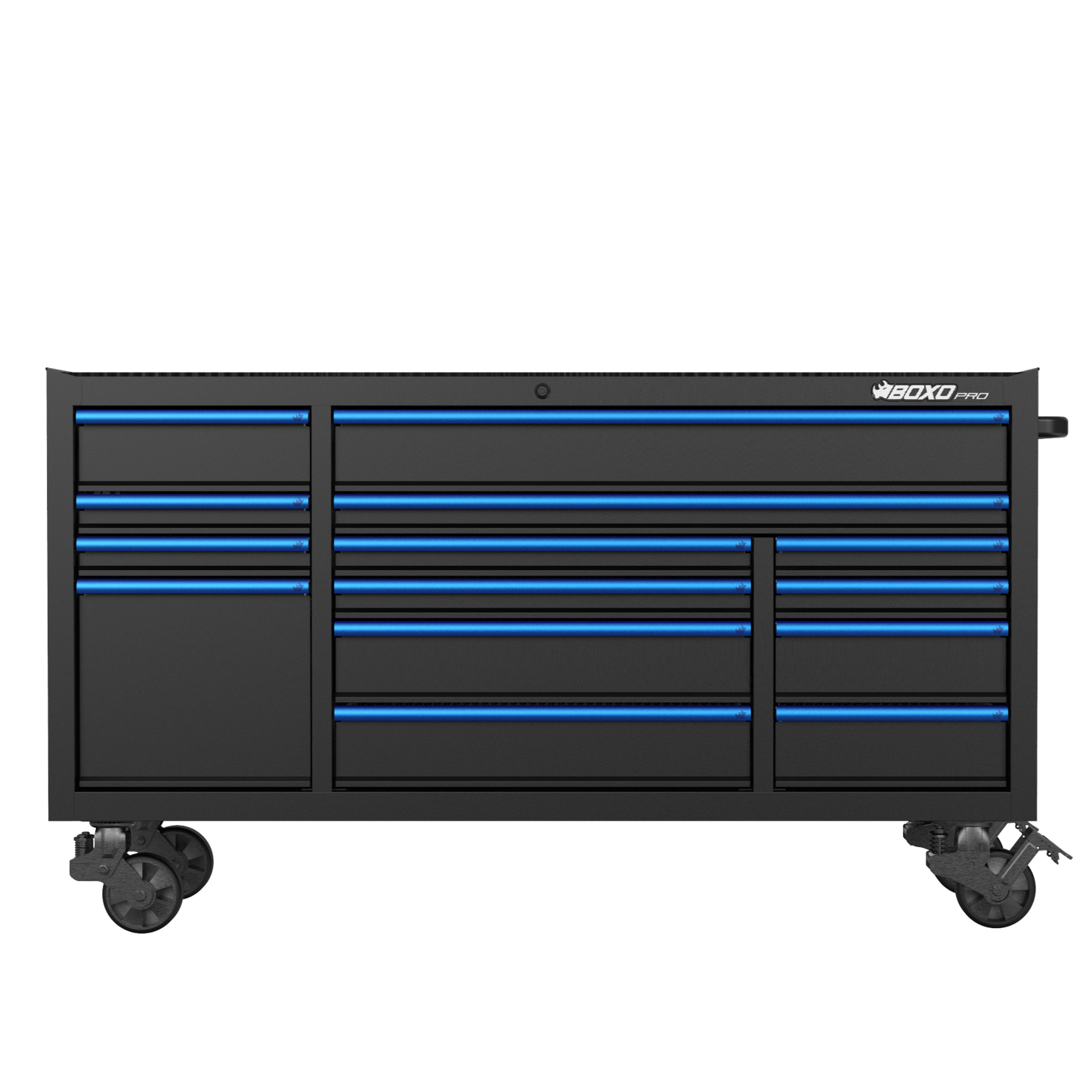 BOXO PRO 72" Gloss Finish 14 Drawer Roll Cabinet - Various Trim Options Available