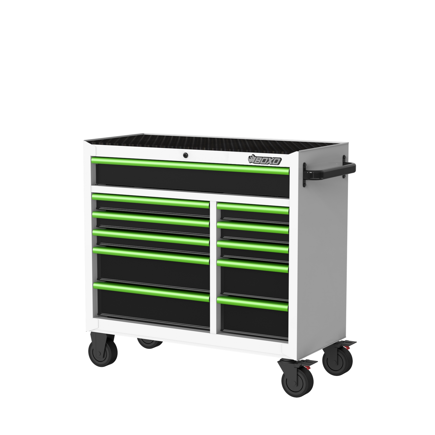 BOXO 41" 11 Drawer Roll Cabinet with Drawer Trim Pack - White Body with Coloured Trim Pack
