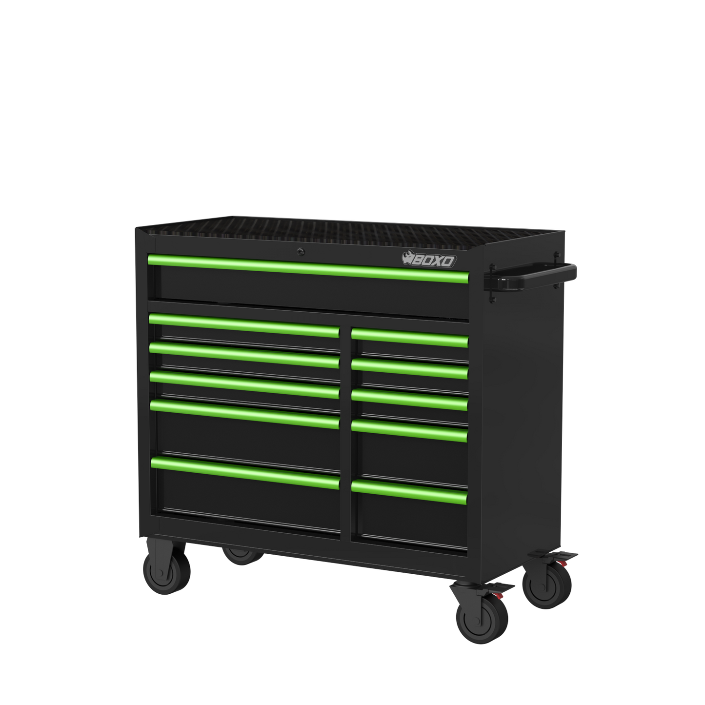 BOXO 41" 11 Drawer Roll Cabinet with Drawer Trim Pack - Black Body with Coloured Trim Pack