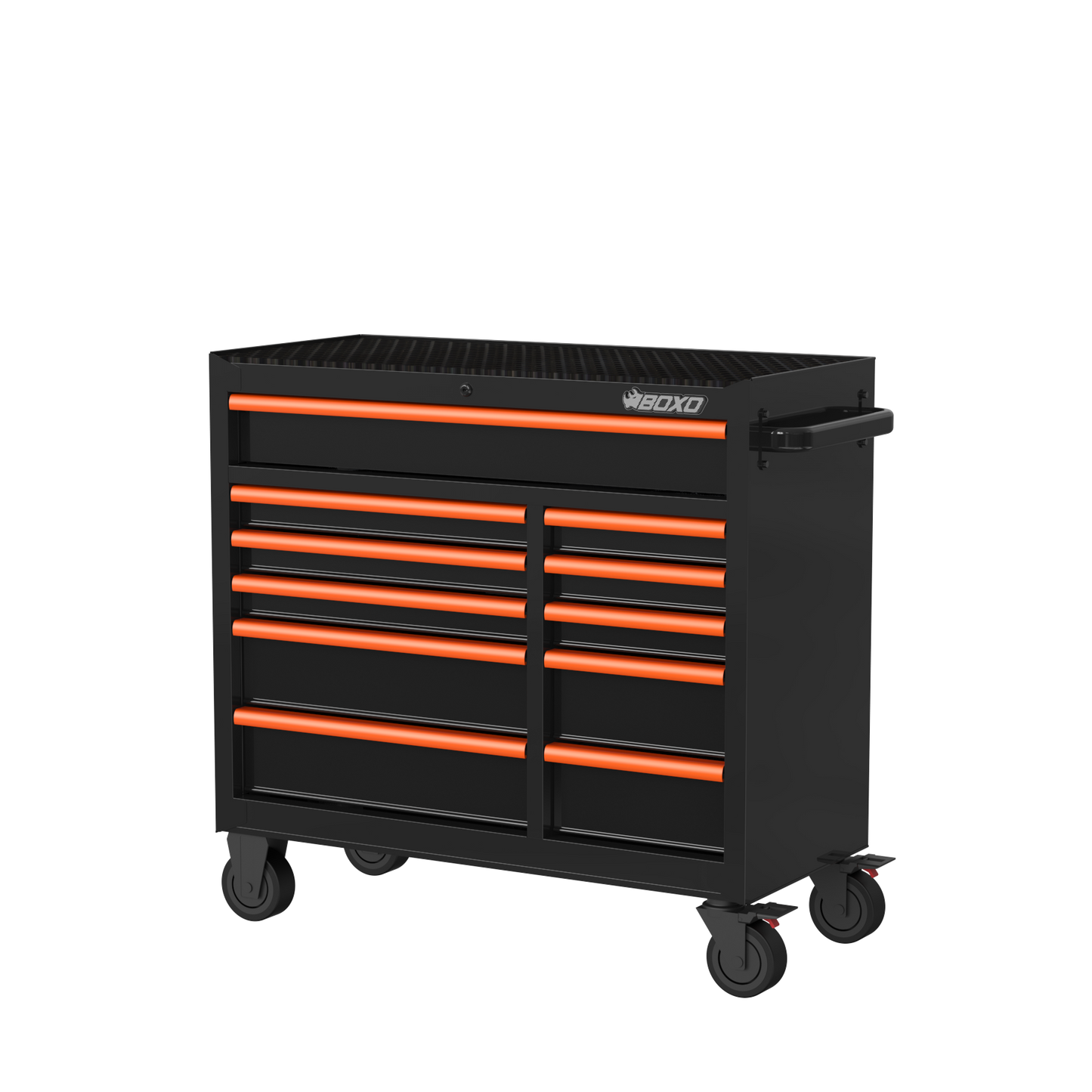 BOXO 41" 11 Drawer Roll Cabinet with Drawer Trim Pack - Black Body with Coloured Trim Pack
