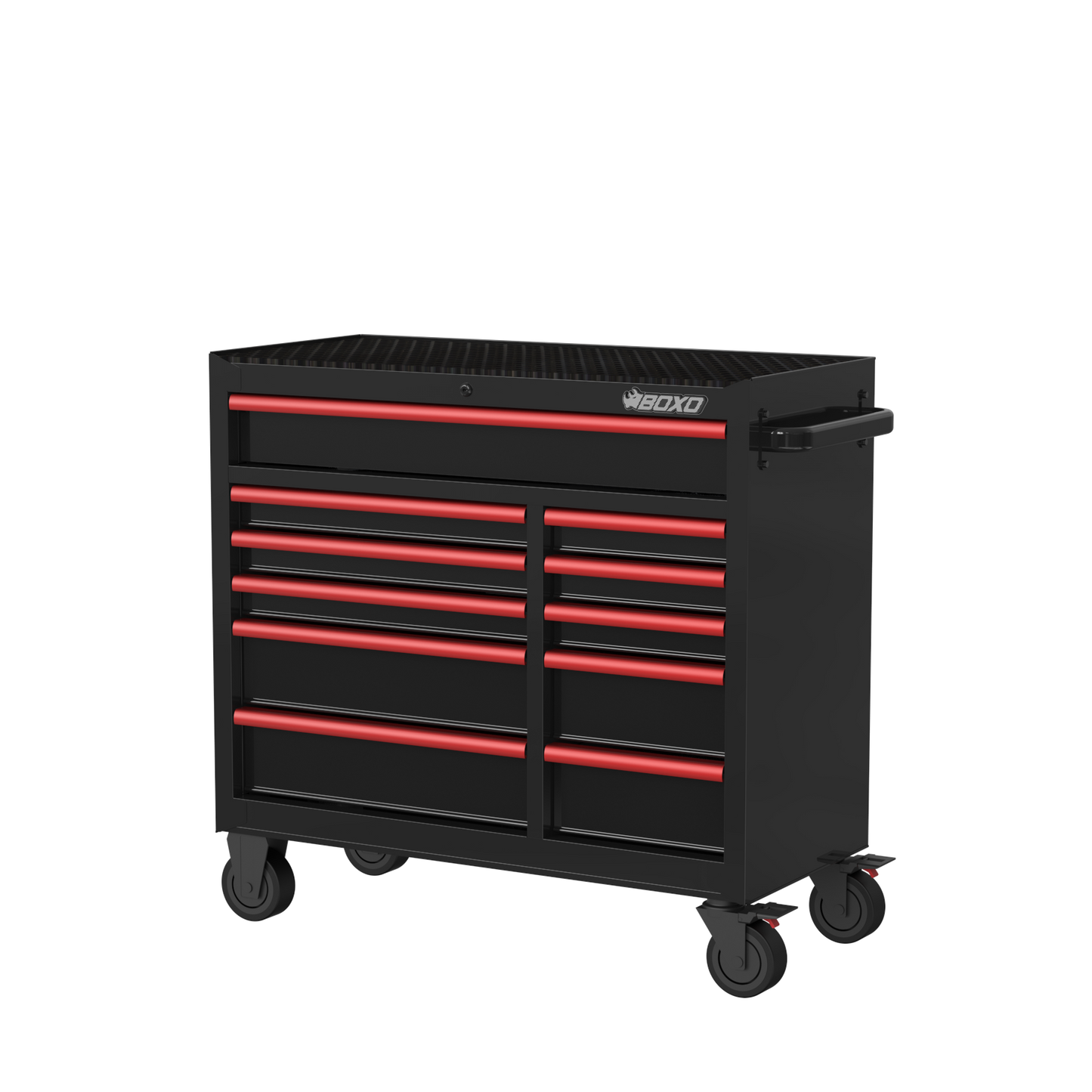 BOXO 41" 11 Drawer Roll Cabinet with Drawer Trim Pack - Black Body with Coloured Trim Pack