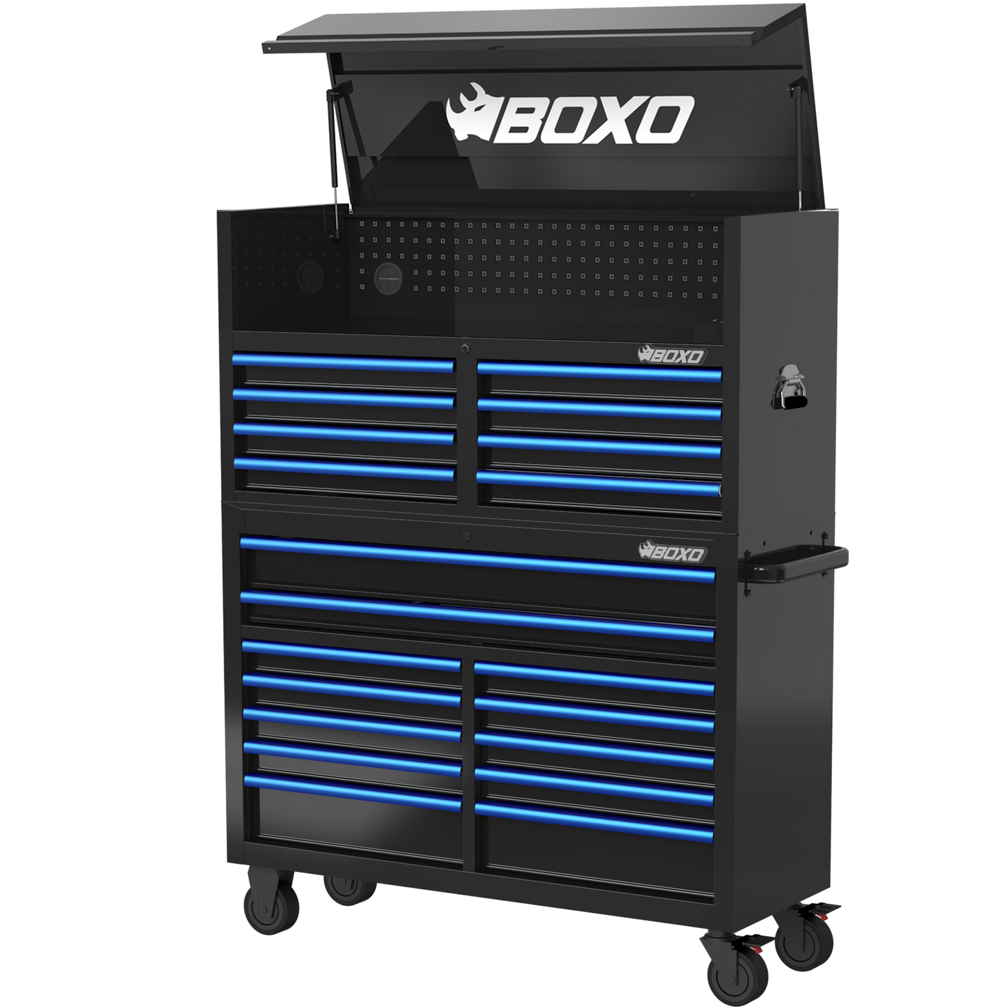 BOXO 53" 20 Drawer Toolbox Stack with Drawer Trim Pack - Black Body with Trim Colour Options