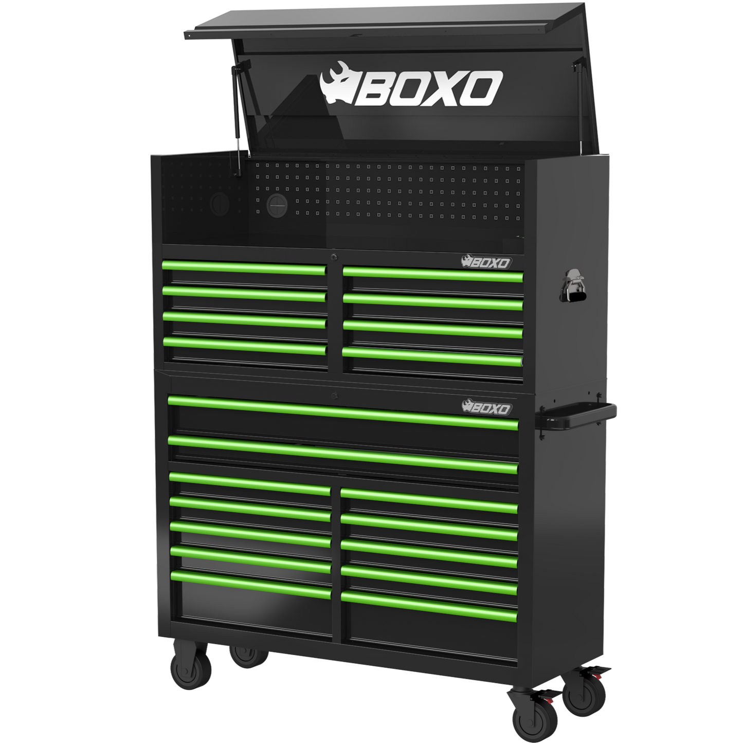 BOXO 53" 20 Drawer Toolbox Stack with Drawer Trim Pack - Black Body with Trim Colour Options