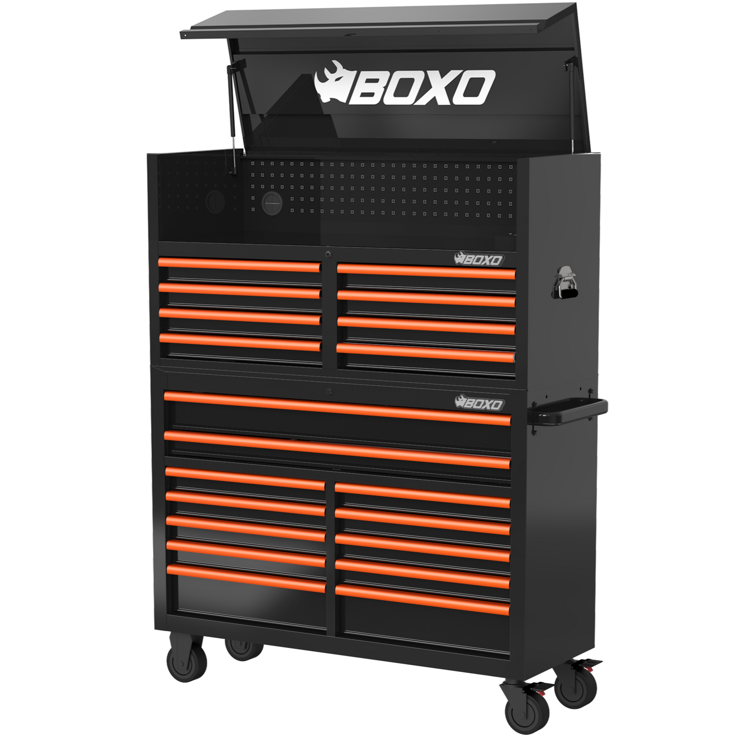 BOXO 53" 20 Drawer Toolbox Stack with Drawer Trim Pack - Black Body with Trim Colour Options