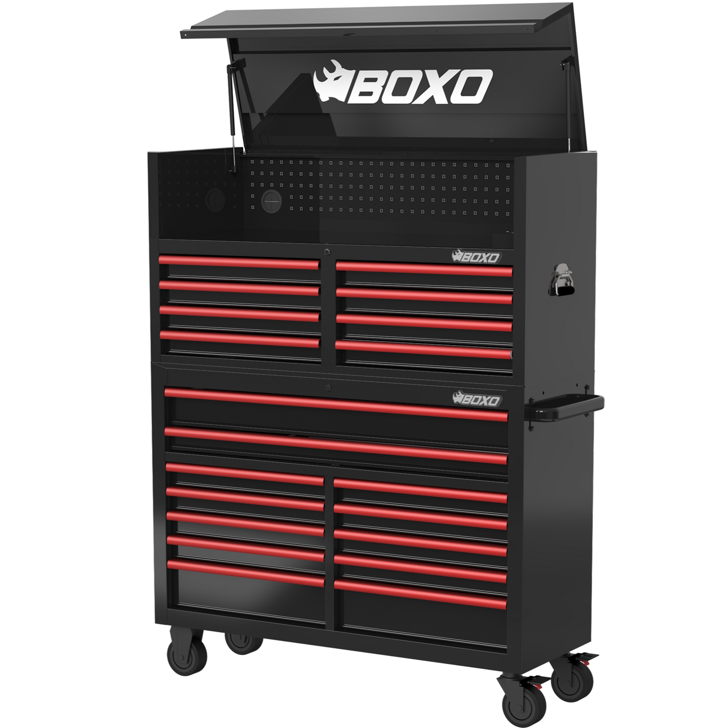 BOXO 53" 20 Drawer Toolbox Stack with Drawer Trim Pack - Black Body with Trim Colour Options