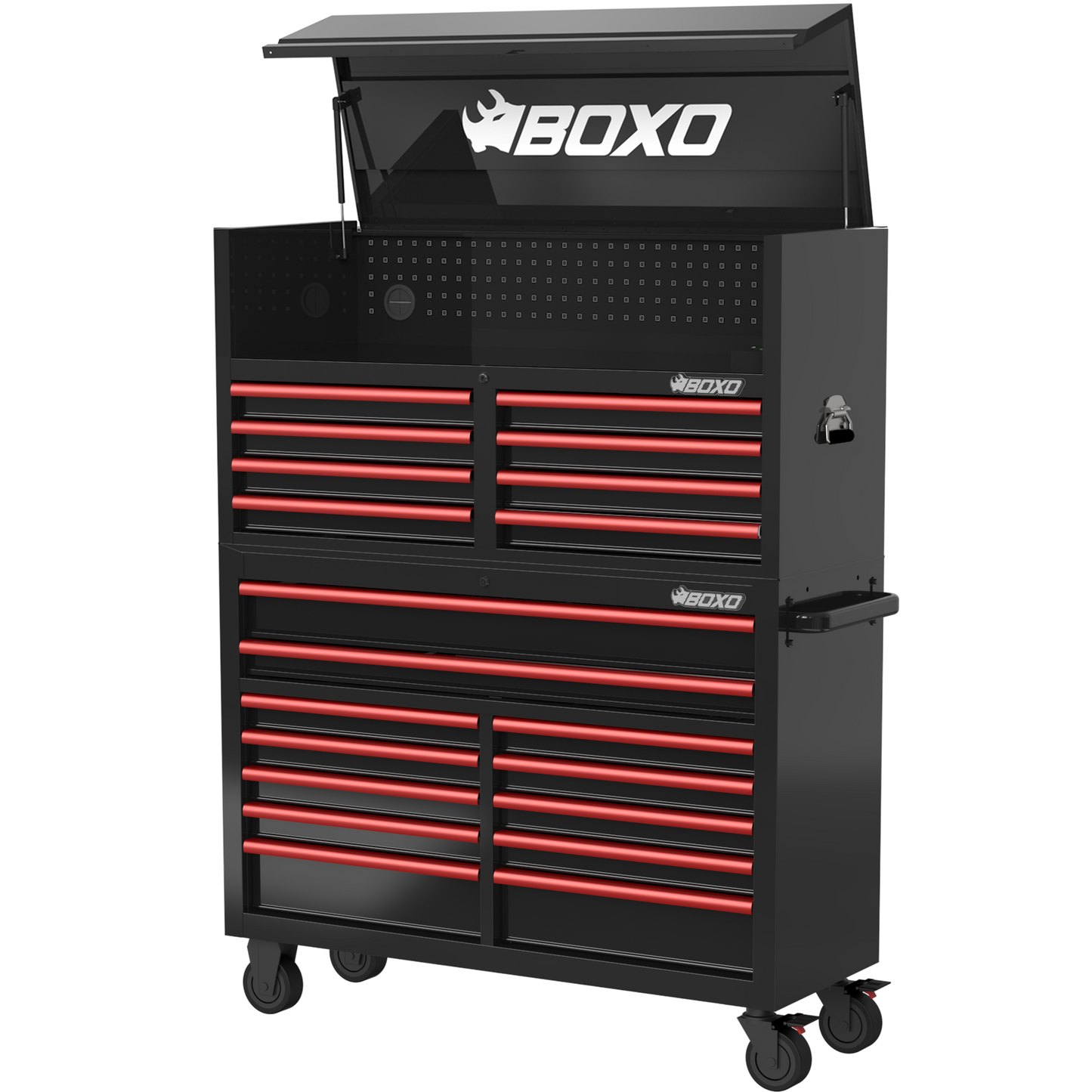 BOXO 53" 20 Drawer Toolbox Stack with Drawer Trim Pack - Black Body with Trim Colour Options