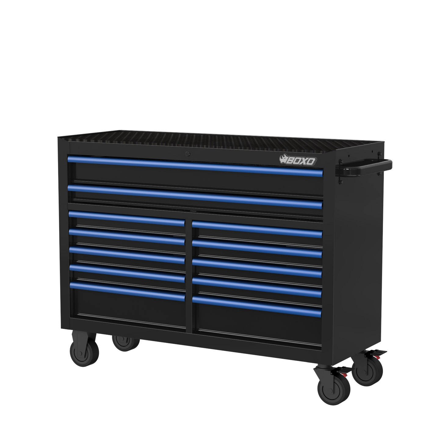 BOXO 53" 12 Drawer Roll Cabinet with Drawer Trim Pack - Black Body with Trim Colour Options