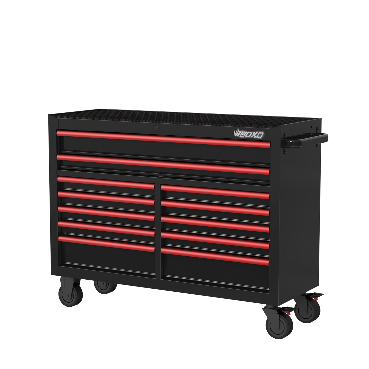 BOXO 53" 12 Drawer Roll Cabinet with Drawer Trim Pack - Black Body with Trim Colour Options