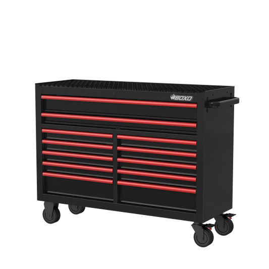 BOXO 53" 12 Drawer Roll Cabinet with Drawer Trim Pack - Black Body with Trim Colour Options