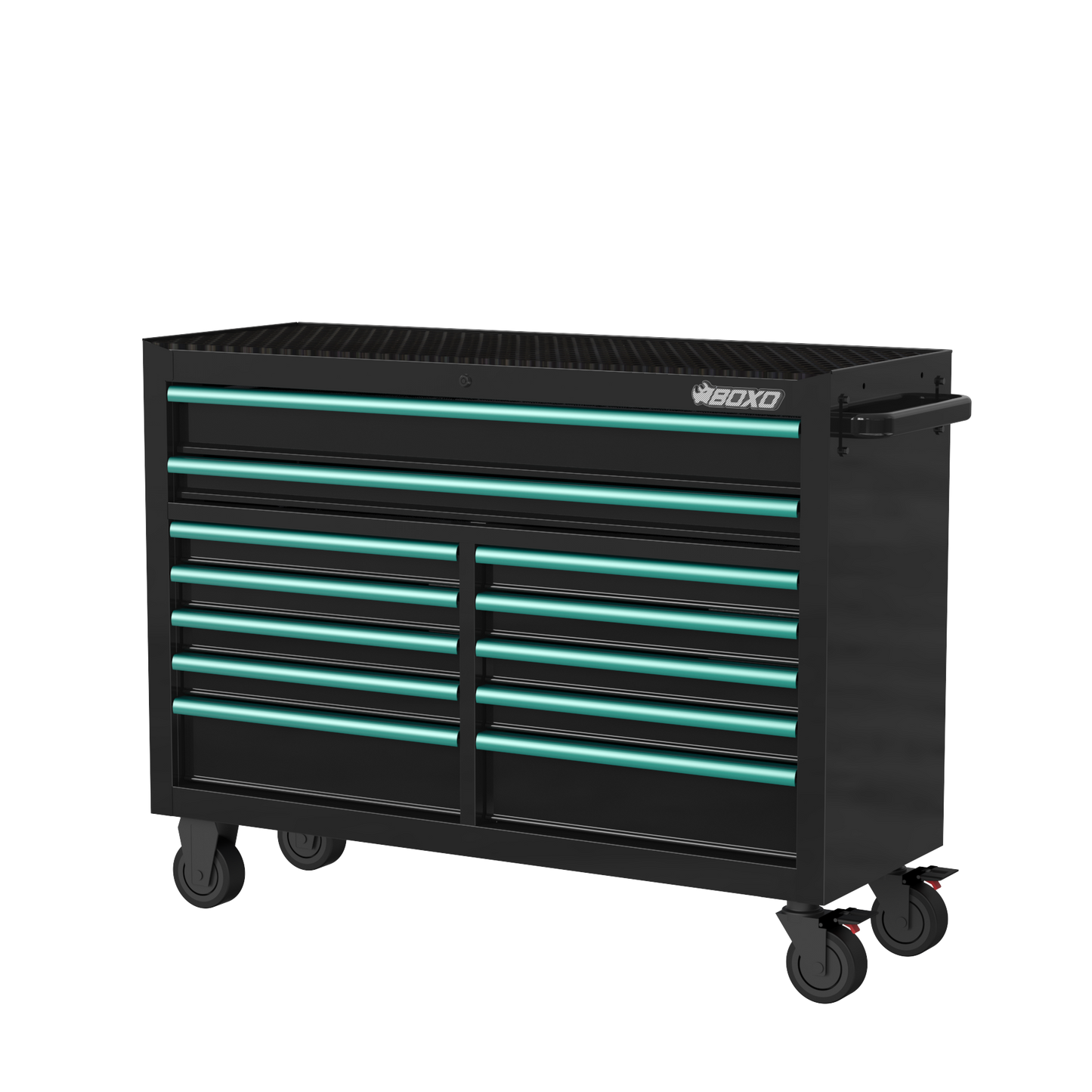 BOXO 53" 12 Drawer Roll Cabinet with Drawer Trim Pack - Black Body with Trim Colour Options