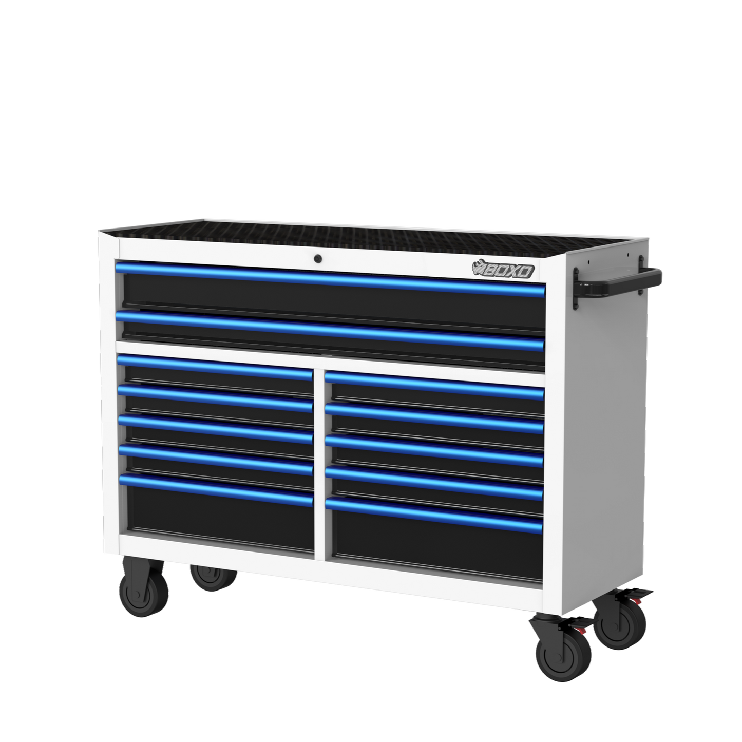 BOXO 53" 12 Drawer Roll Cabinet with Drawer Trim Pack - White Body with Trim Colour Options