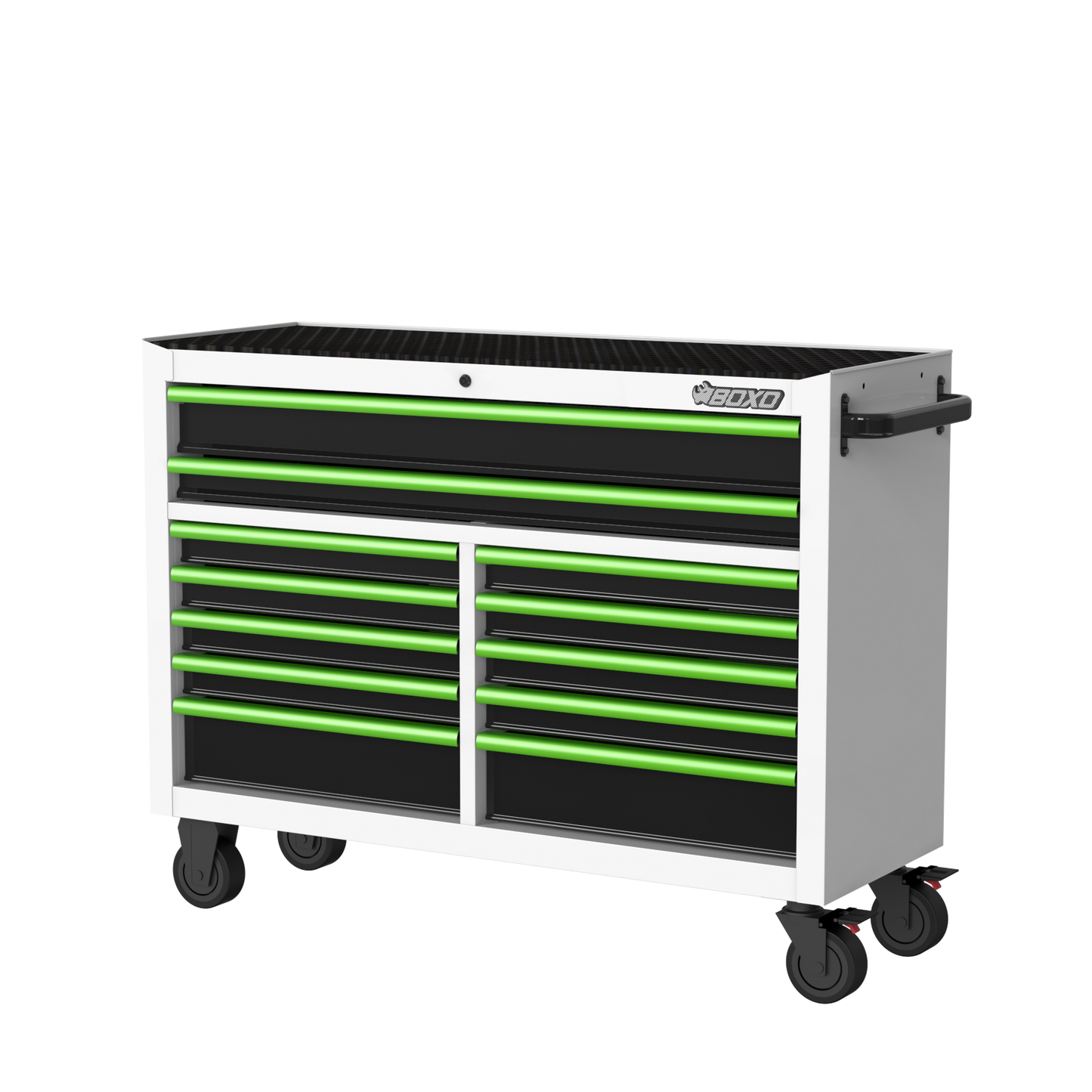 BOXO 53" 12 Drawer Roll Cabinet with Drawer Trim Pack - White Body with Trim Colour Options