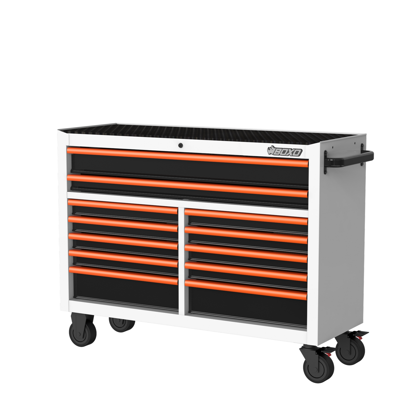 BOXO 53" 12 Drawer Roll Cabinet with Drawer Trim Pack - White Body with Trim Colour Options
