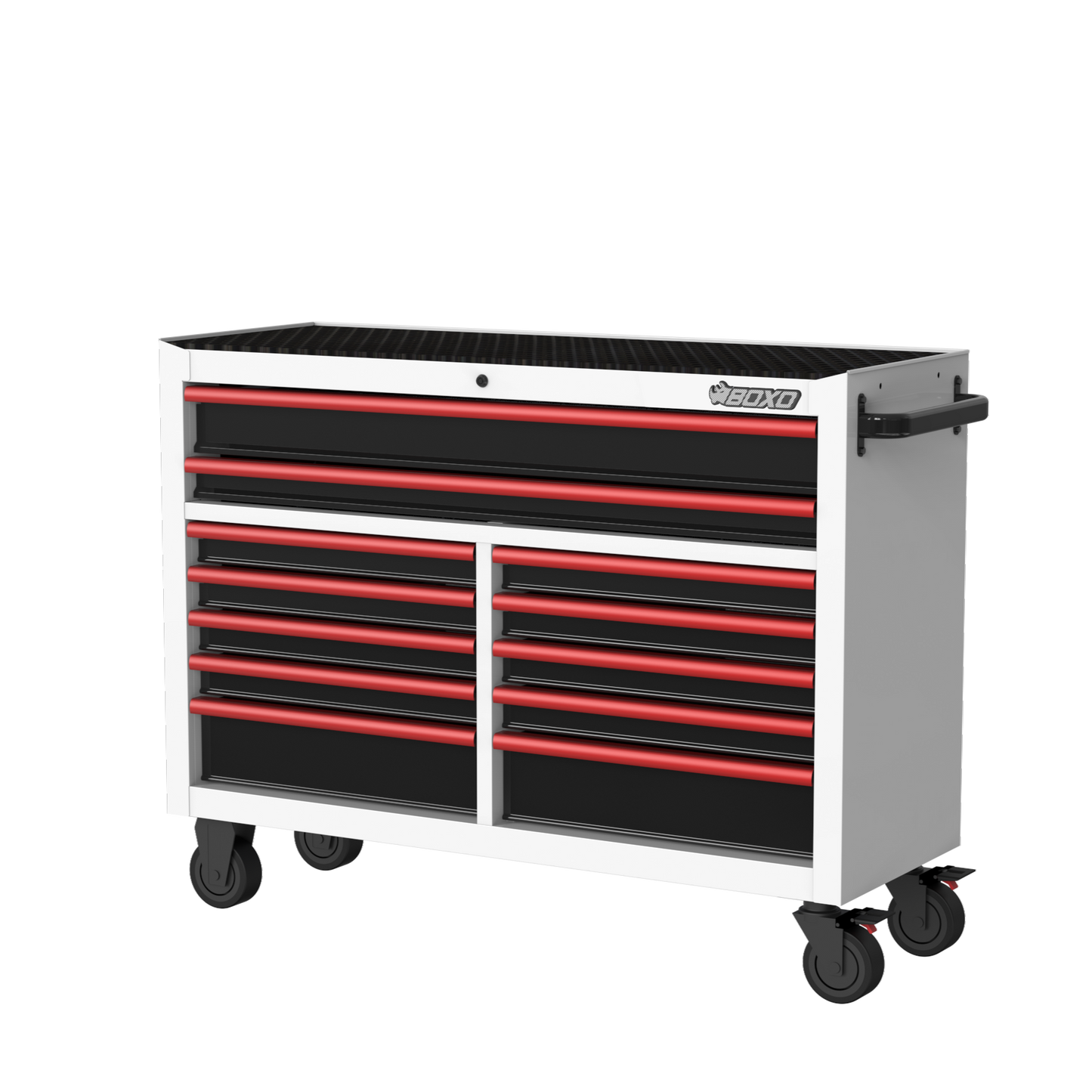 BOXO 53" 12 Drawer Roll Cabinet with Drawer Trim Pack - White Body with Trim Colour Options
