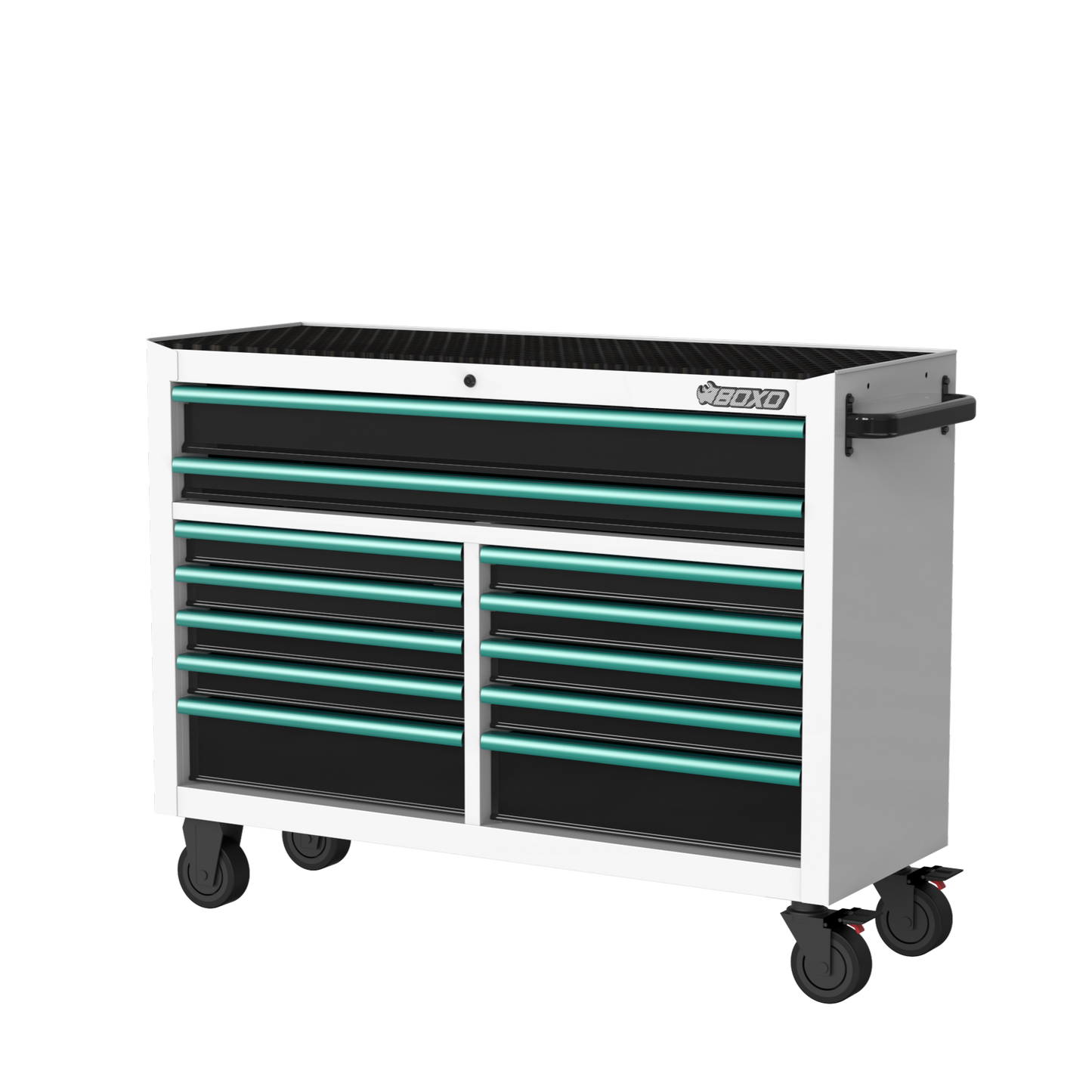 BOXO 53" 12 Drawer Roll Cabinet with Drawer Trim Pack - White Body with Trim Colour Options