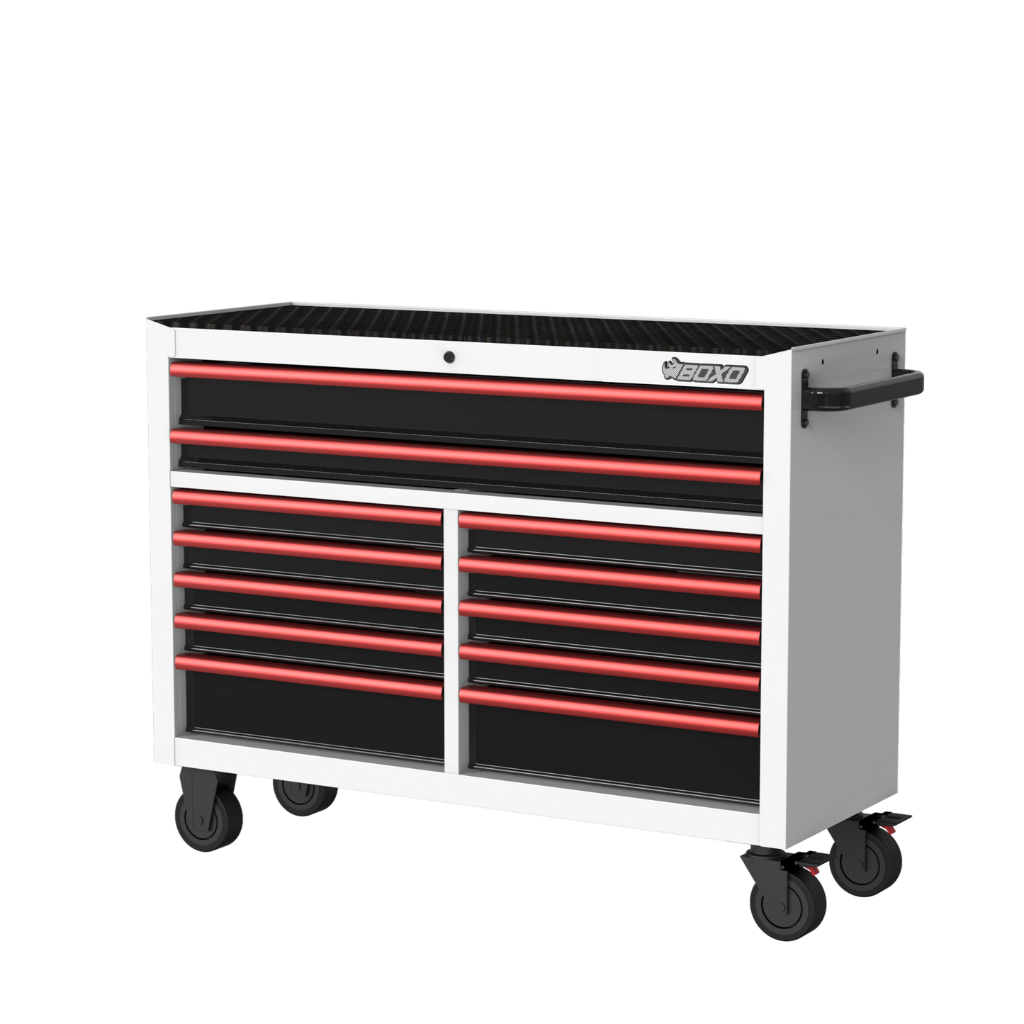 BOXO 53" 12 Drawer Roll Cabinet with Drawer Trim Pack - White Body with Trim Colour Options