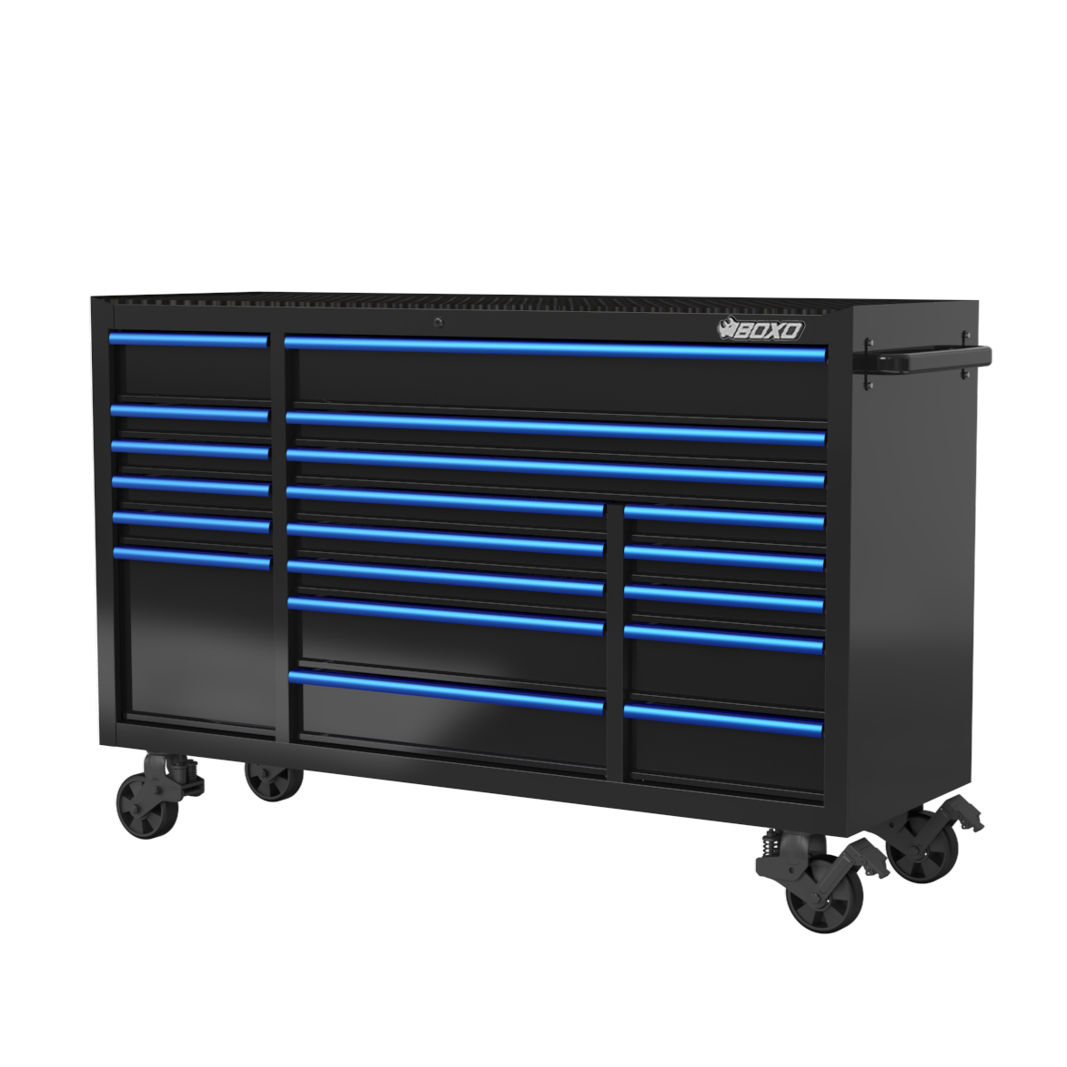 BOXO 72" 19 Drawer Triple Bank Roll Cabinet with Drawer Trim Pack - Black Body & Trim Colour Options