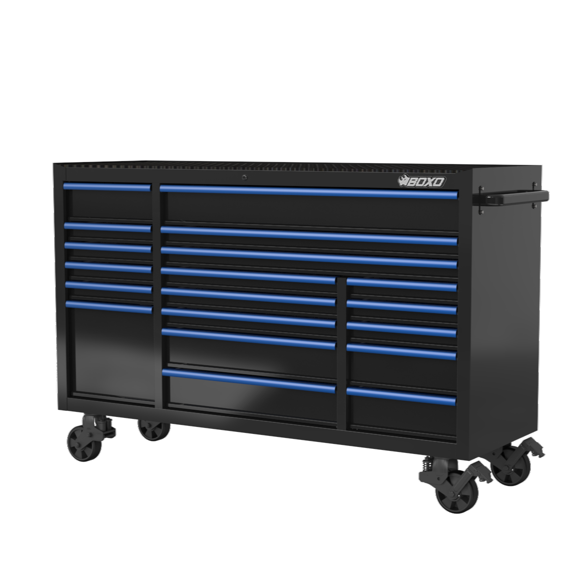 BOXO 72" 19 Drawer Triple Bank Roll Cabinet with Drawer Trim Pack - Black Body & Trim Colour Options