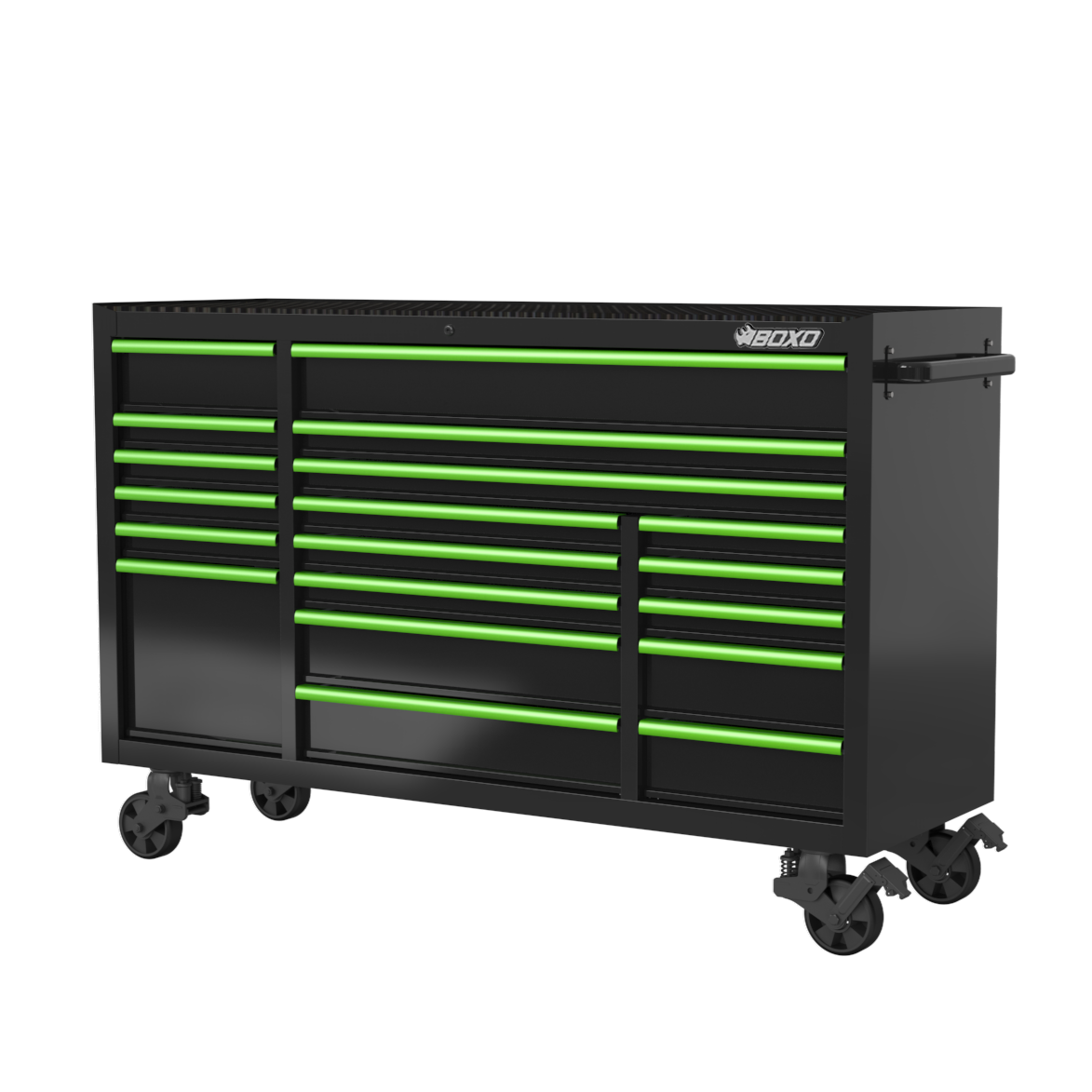 BOXO 72" 19 Drawer Triple Bank Roll Cabinet with Drawer Trim Pack - Black Body & Trim Colour Options