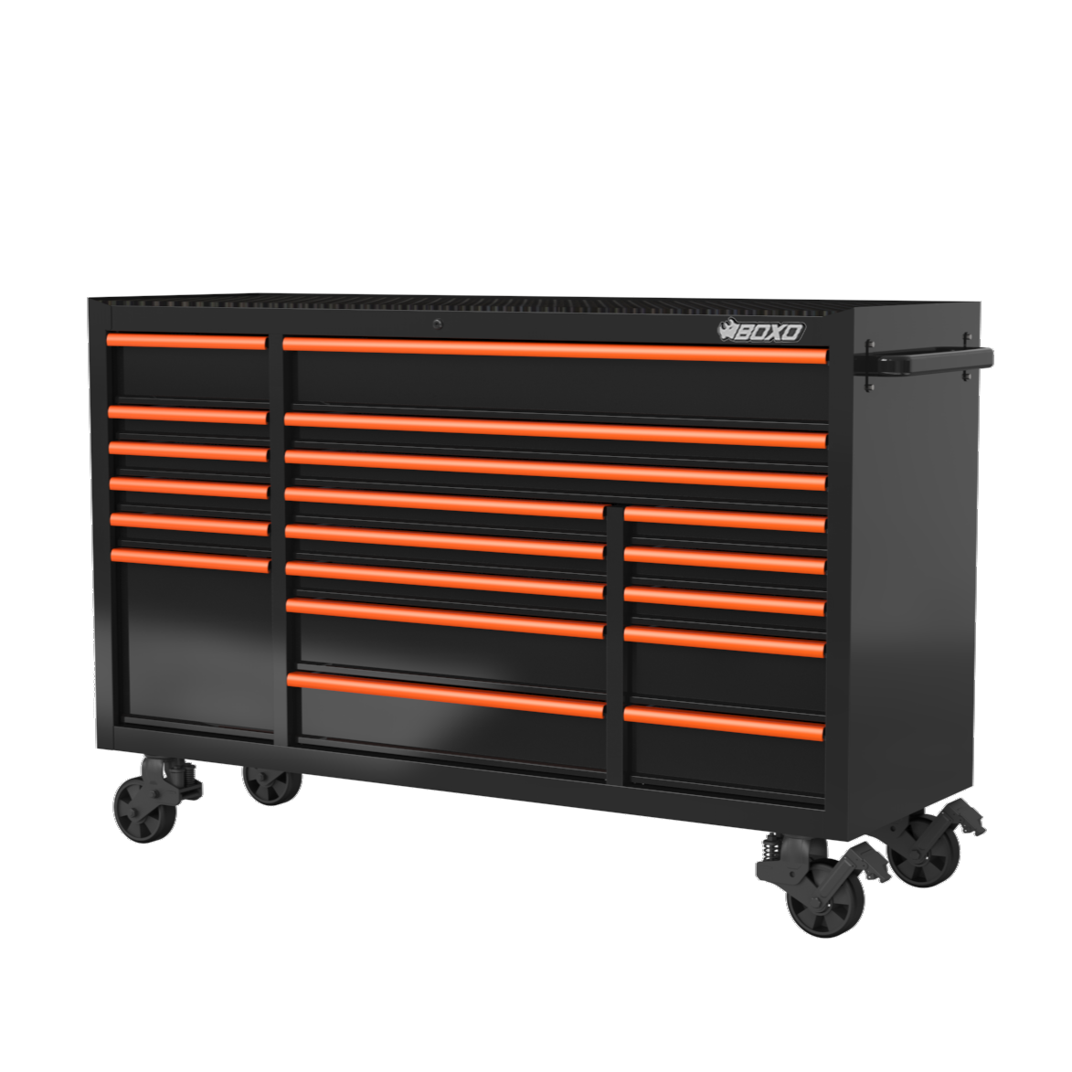 BOXO 72" 19 Drawer Triple Bank Roll Cabinet with Drawer Trim Pack - Black Body & Trim Colour Options
