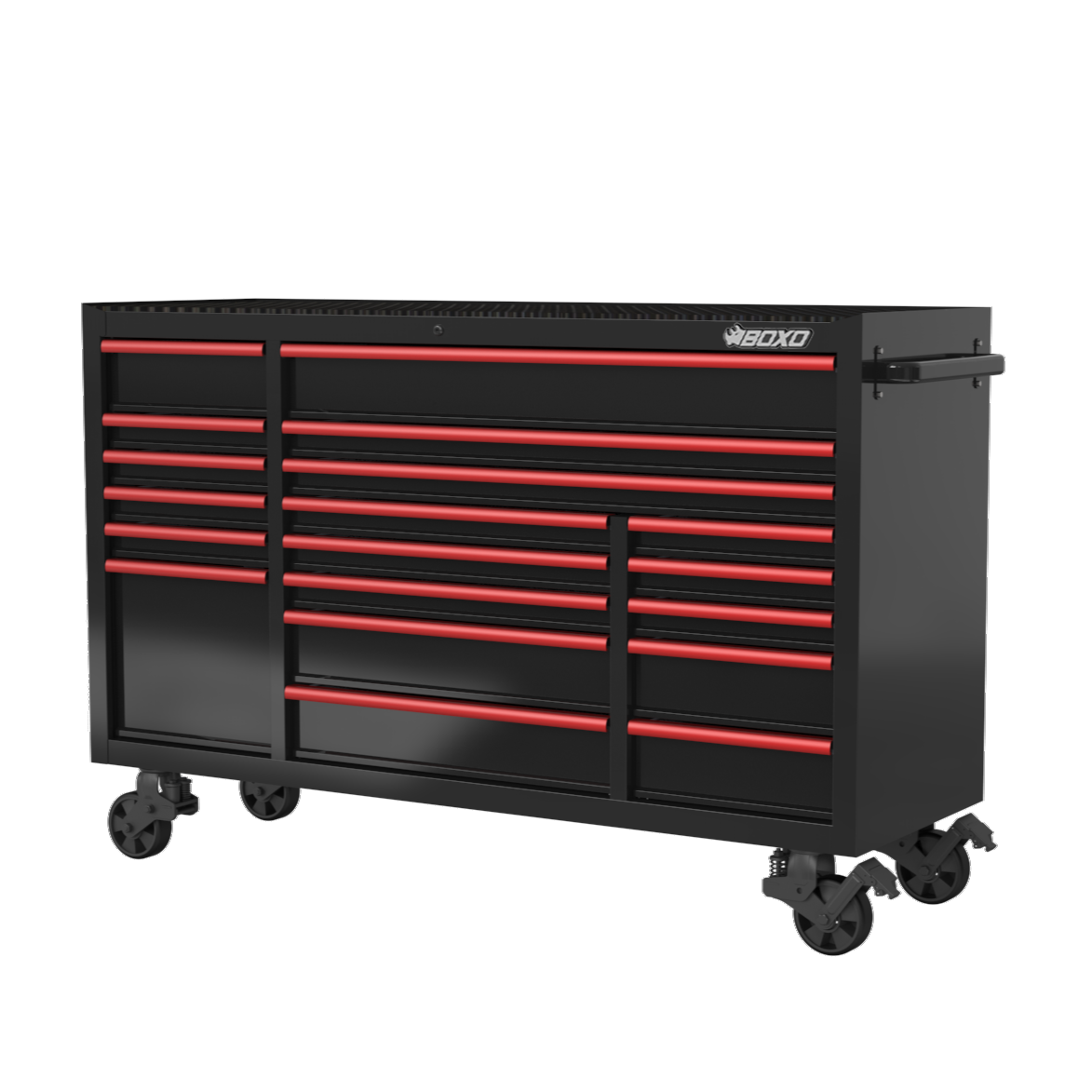 BOXO 72" 19 Drawer Triple Bank Roll Cabinet with Drawer Trim Pack - Black Body & Trim Colour Options