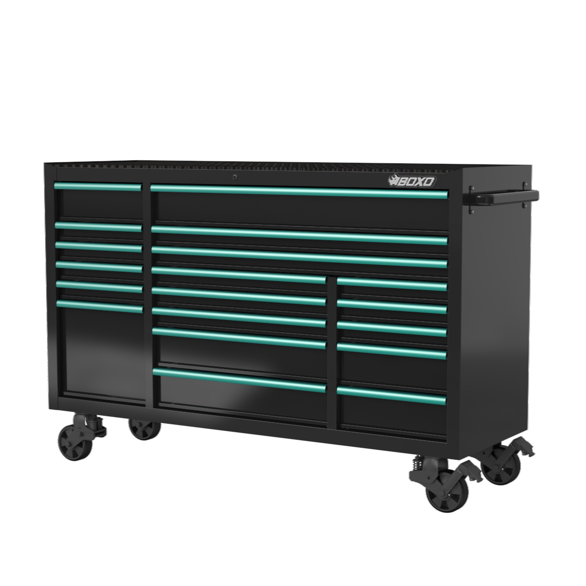 BOXO 72" 19 Drawer Triple Bank Roll Cabinet with Drawer Trim Pack - Black Body & Trim Colour Options