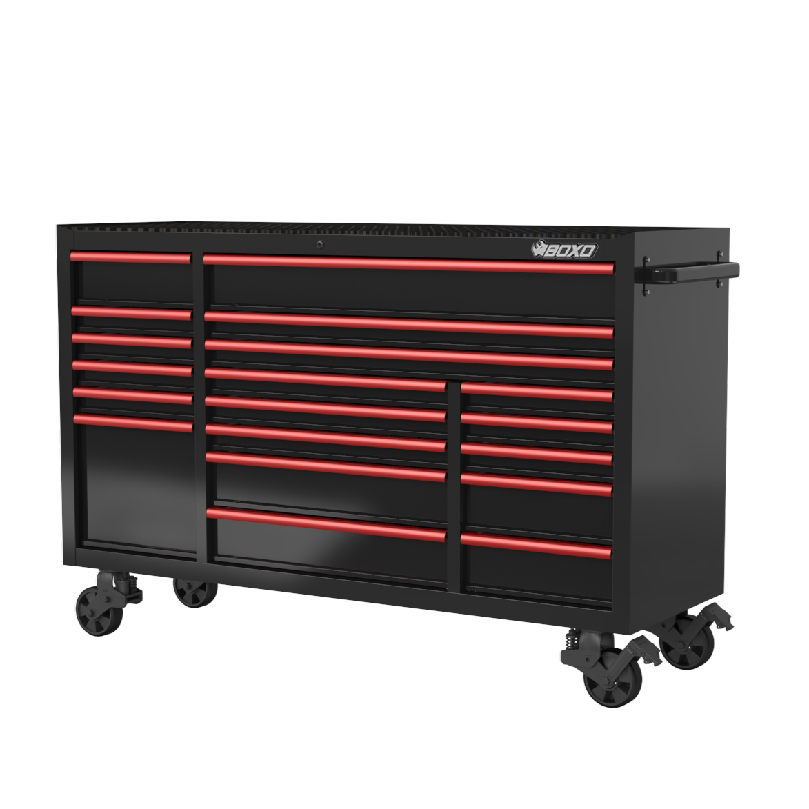 BOXO 72" 19 Drawer Triple Bank Roll Cabinet with Drawer Trim Pack - Black Body & Trim Colour Options