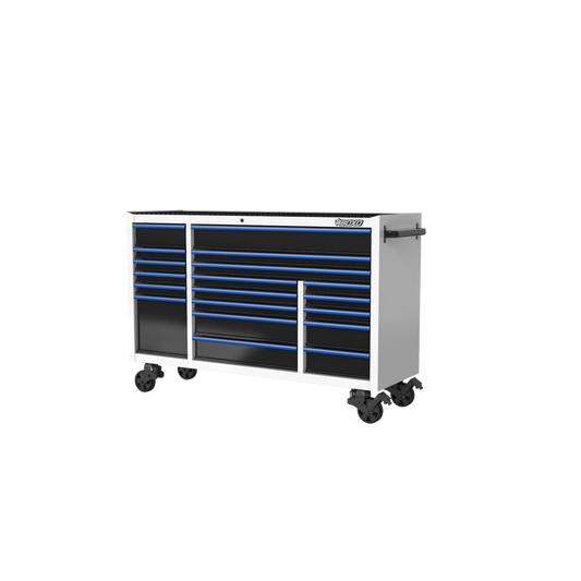 BOXO 72" 19 Drawer Triple Bank Roll Cabinet with Drawer Trim Pack - White Body & Trim Colour Options