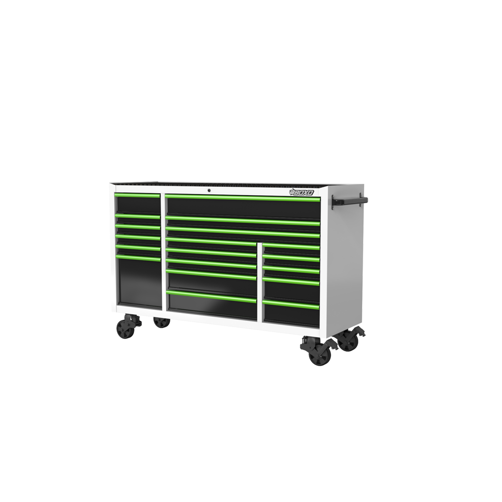 BOXO 72" 19 Drawer Triple Bank Roll Cabinet with Drawer Trim Pack - White Body & Trim Colour Options