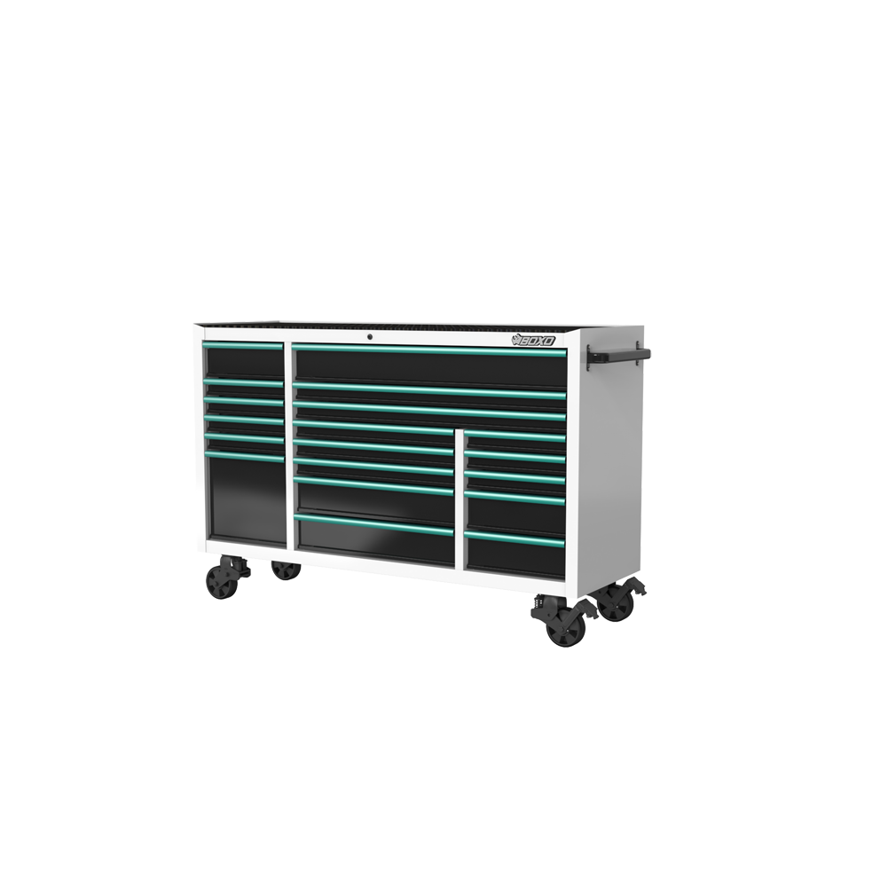 BOXO 72" 19 Drawer Triple Bank Roll Cabinet with Drawer Trim Pack - White Body & Trim Colour Options
