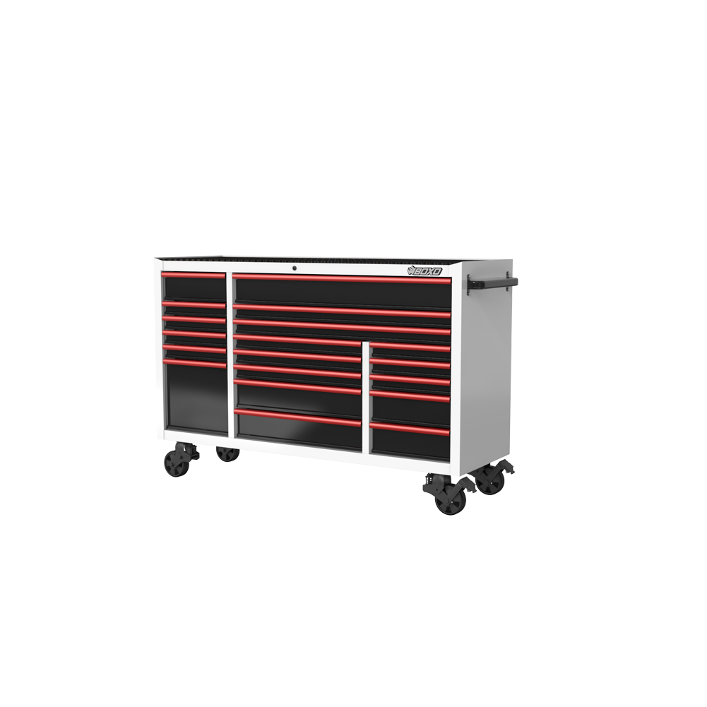 BOXO 72" 19 Drawer Triple Bank Roll Cabinet with Drawer Trim Pack - White Body & Trim Colour Options