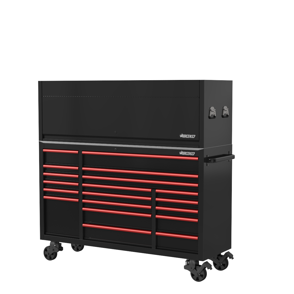 BOXO 72" 19 Drawer Toolbox Stack with Drawer Trim Pack - Black Body & Trim Colour Options