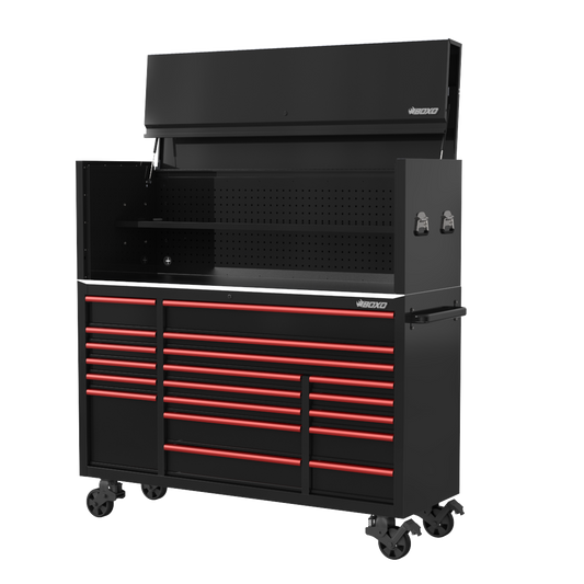 BOXO 72" 19 Drawer Toolbox Stack with Drawer Trim Pack - Black Body & Trim Colour Options