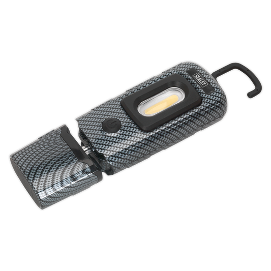 Rechargeable 360° Inspection Light 3W COB & 1W SMD LED - Carbon Fibre Effect