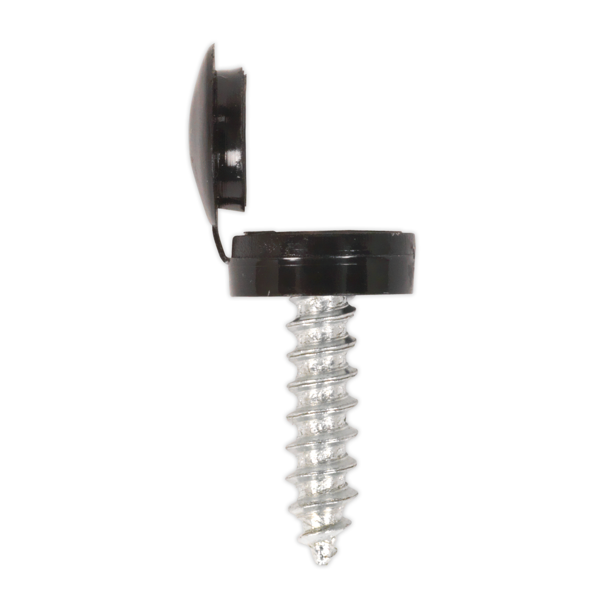 Numberplate Screw with Flip Cap 4.2 x 19mm, Black - Pack of 50