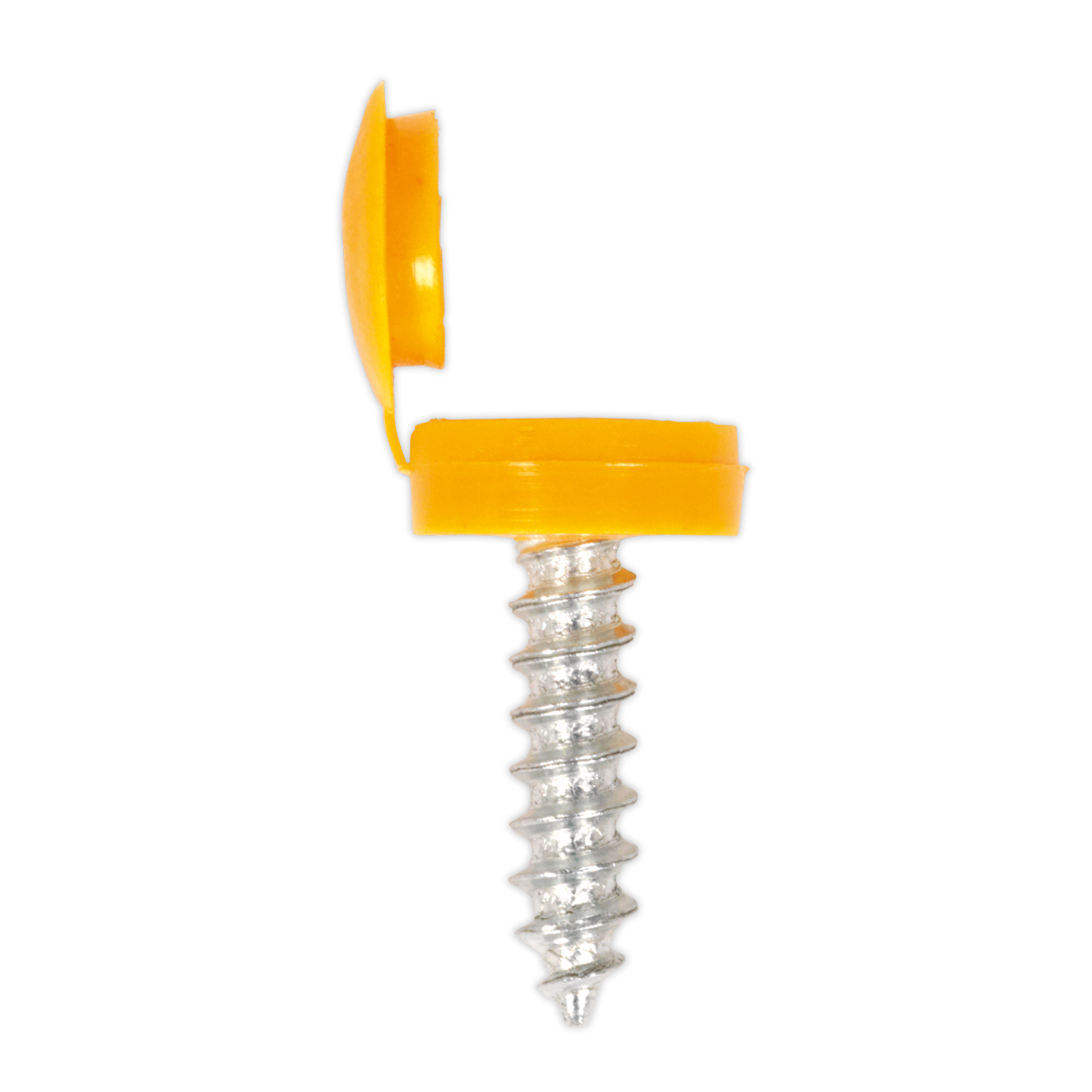 Numberplate Screw with Flip Cap 4.2 x 19mm, Yellow - Pack of 50