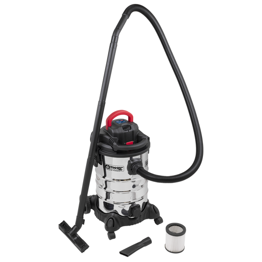 30L Vacuum Cleaner Wet & Dry Stainless Steel Drum & Detachable Leaf Blower 1200W/230V