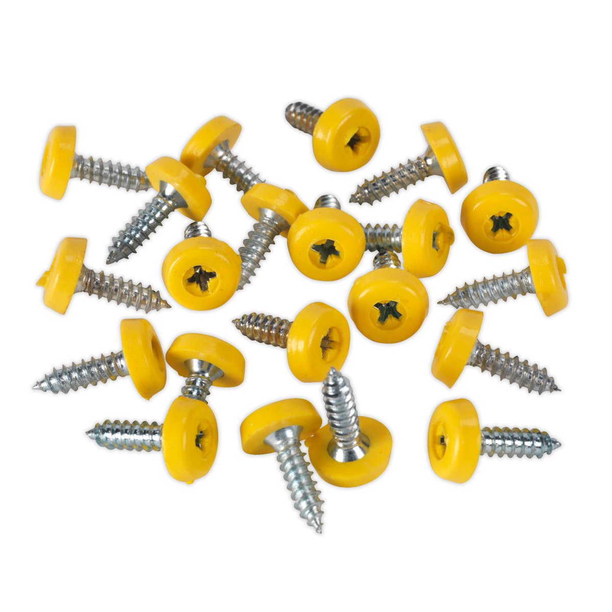 Numberplate Screw with Plastic Enclosed Head 4.8 x 18mm, Yellow - Pack of 50