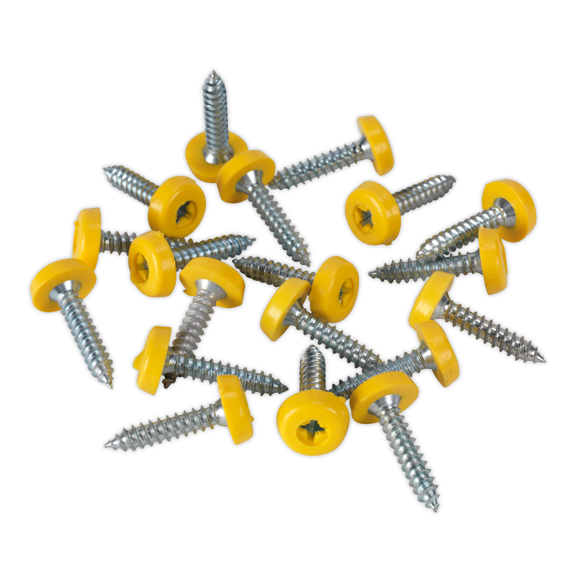 Numberplate Screw with Plastic Enclosed Head 4.8 x 24mm, Yellow - Pack of 50