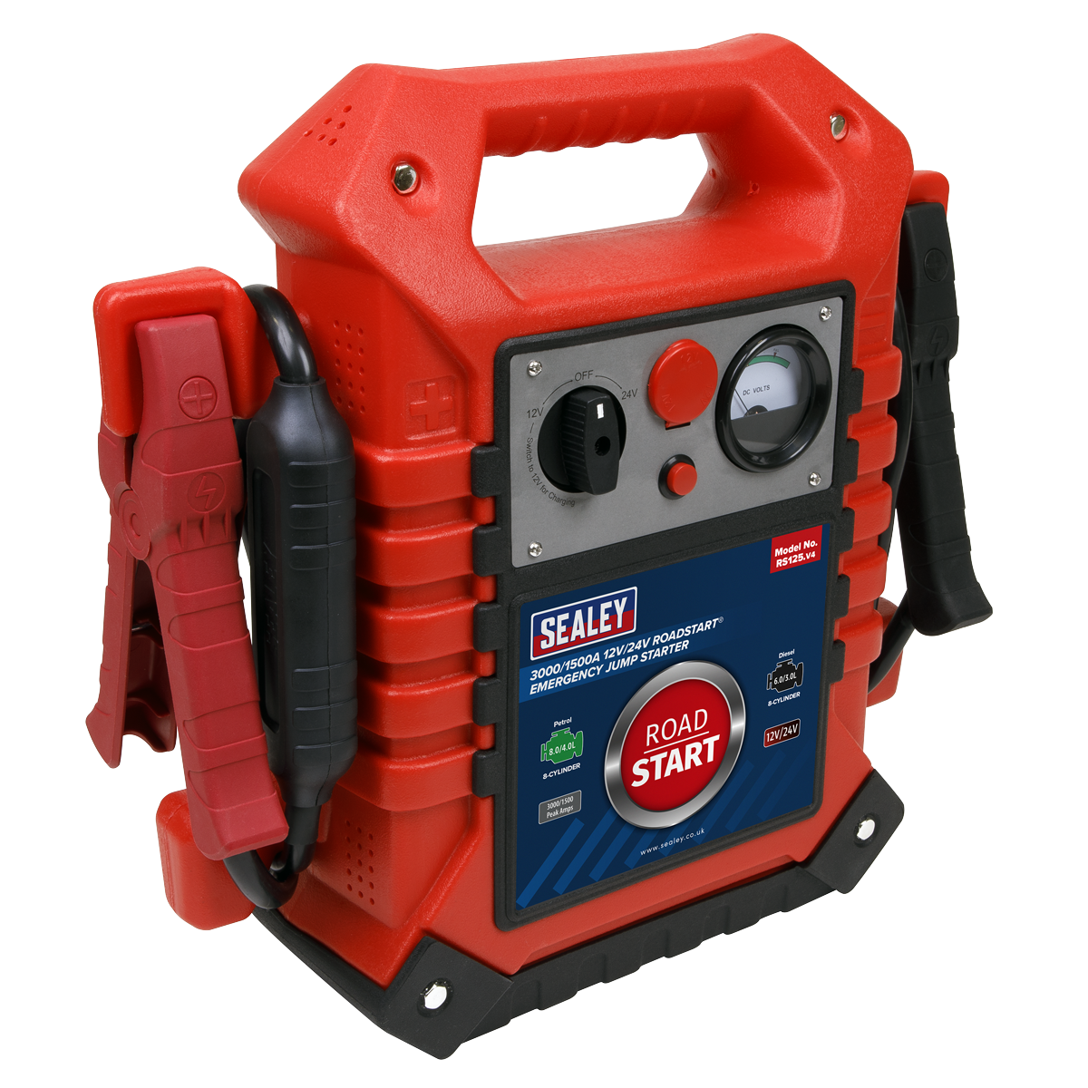 RoadStart® 12/24V Emergency Jump Starter 3000/1500 Peak Amps