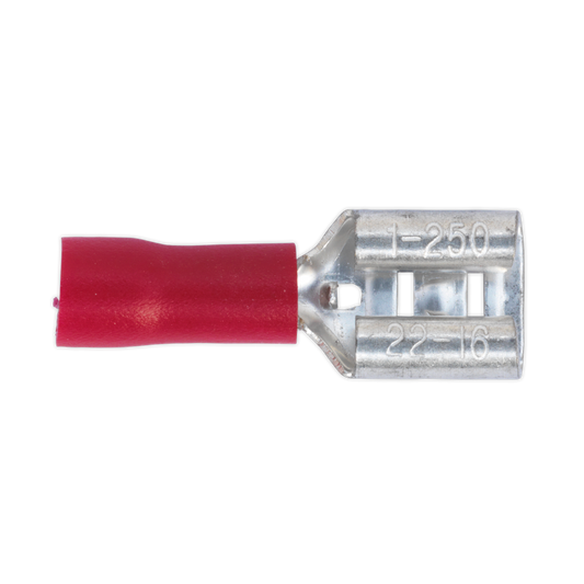 Push-On Female Terminal 6.3mm, Red - Pack of 100