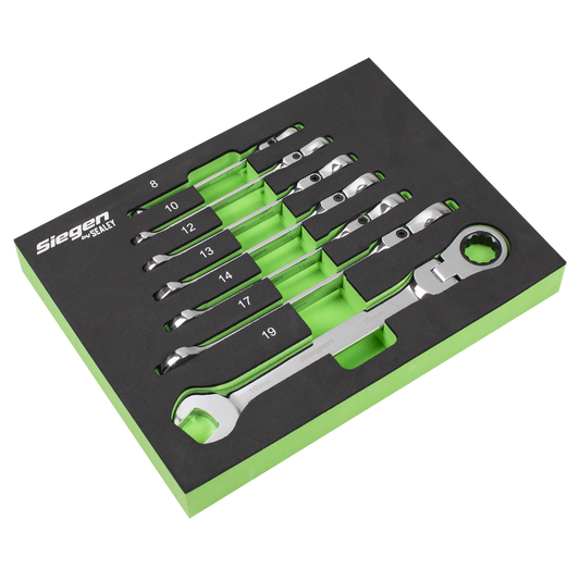 Flexi-Head Combination Ratchet Spanner Set 7pc