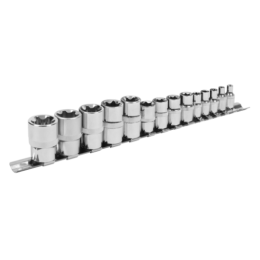 Siegen TRX-Star* Socket Set E4-E24 1/4", 3/8" & 1/2"Sq Drive 14pc