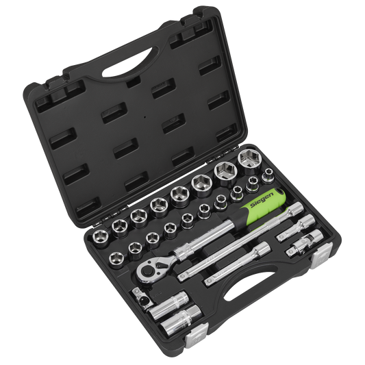 Siegen Extendable Ratchet Socket Set 1/2"Sq Drive 26pc
