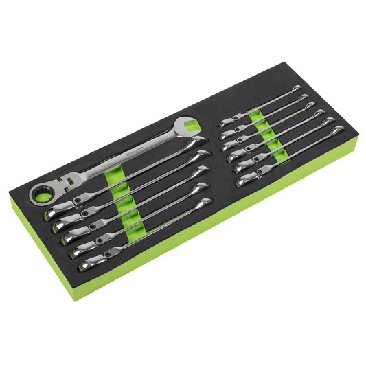 Siegen Flexi-Head Combination Ratchet Spanner Set 12pc