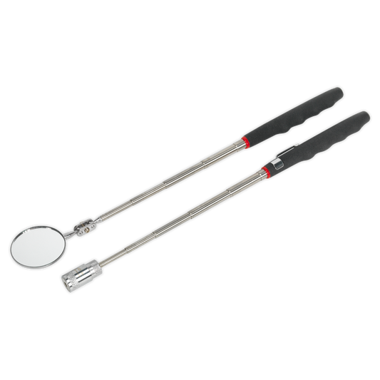 Siegen Telescopic Magnetic LED Pick-Up Tool & Inspection Mirror Set 2pc