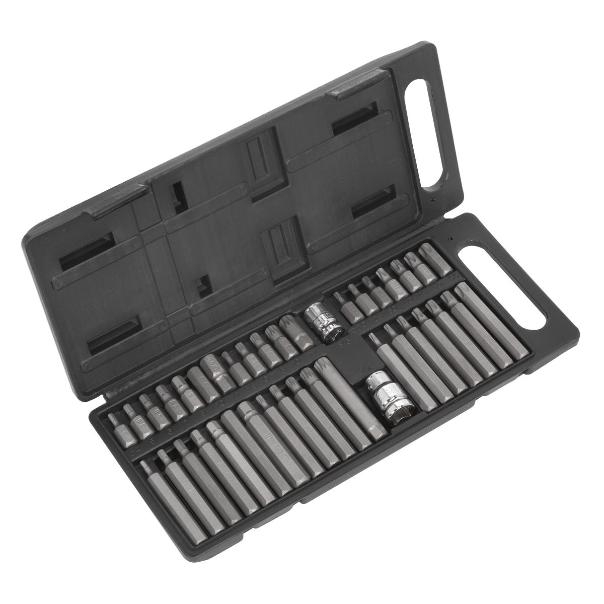 Siegen TRX-Star*/Hex/Spline Bit Set 3/8" & 1/2"Sq Drive 40pc