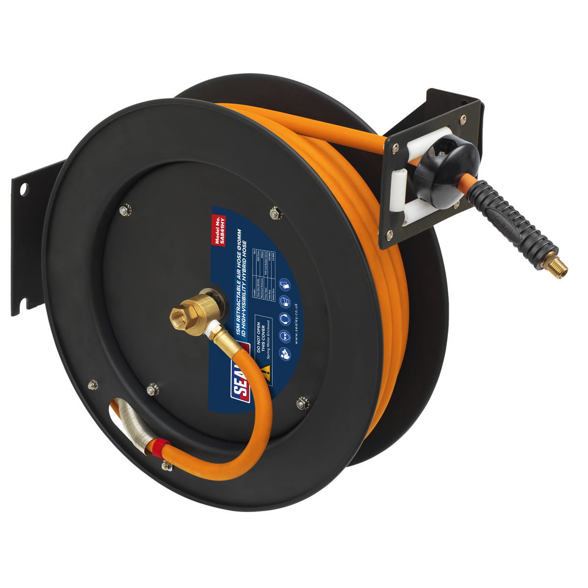 15m Retractable High-Visibility Hybrid Air Hose with Steel Reel 10mm ID
